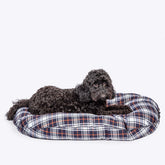 Danish Design Lumberjack Quilted Mattress Dog Bed in White with Dog