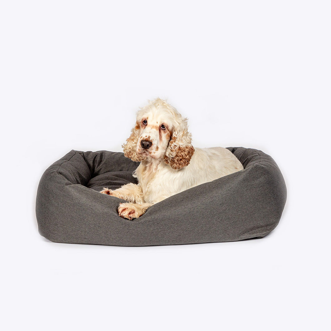 Danish Design Anti Bac Snuggle Dog Bed in Green with dog #colour_green