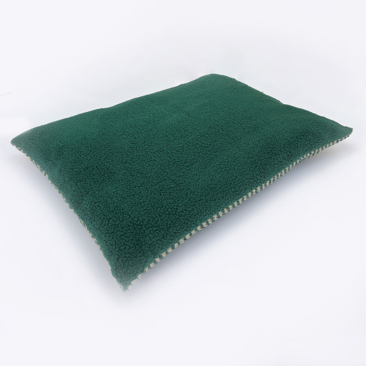 Danish Design Sherpa Fleece Green Herringbone Deep Duvet Dog Bed Showing the green fleece side