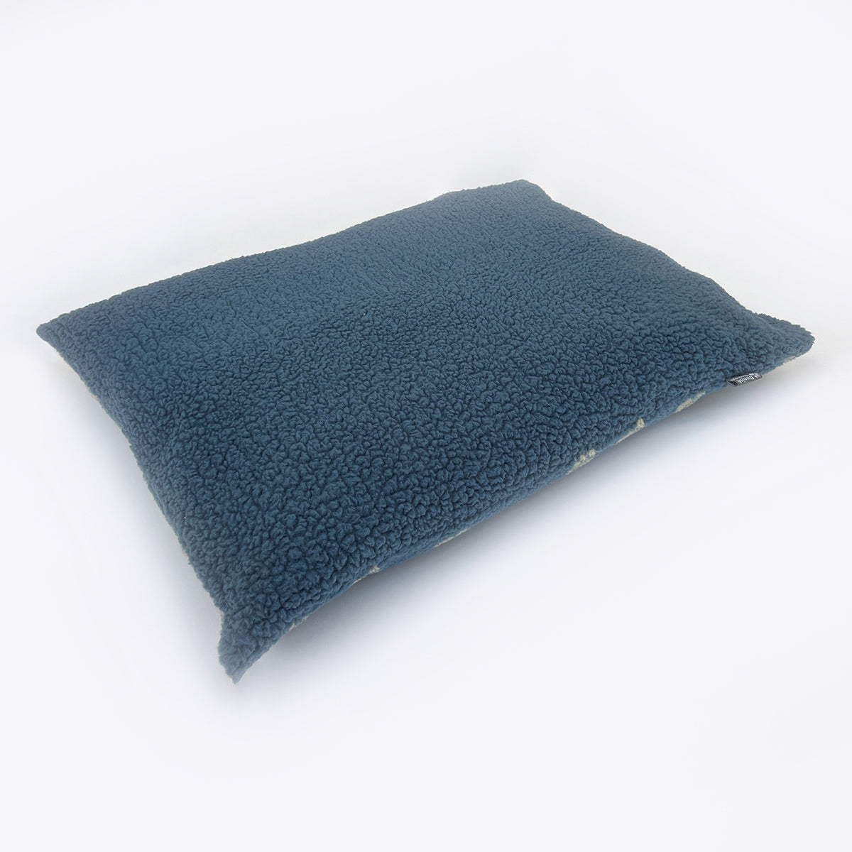 Danish Design Blue Sherpa Fleece Deep Duvet Dog Bed – Harbour Paw Print Displaying the Blue Side
