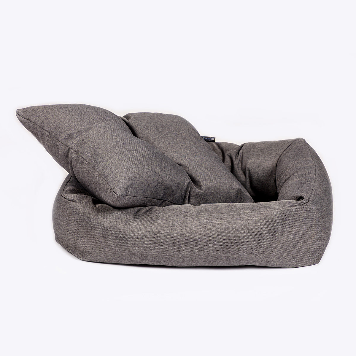 Danish Design Anti Bac Snuggle Dog Bed in Grey showing the removable cushion #colour_grey