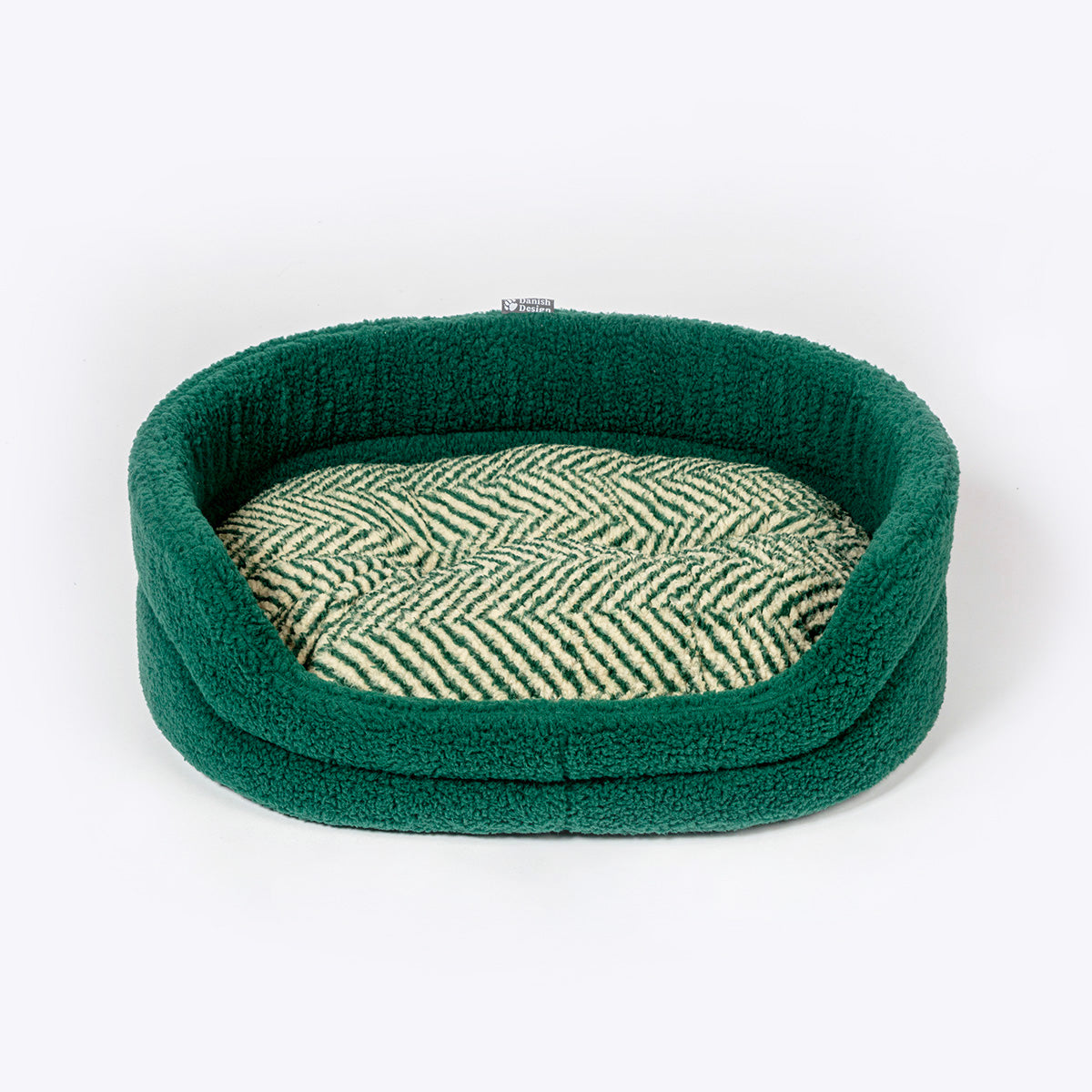 Danish Design Sherpa Feece Slumber Dog Bed Green Herringbone