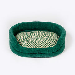 Danish Design Sherpa Feece Slumber Dog Bed Green Herringbone