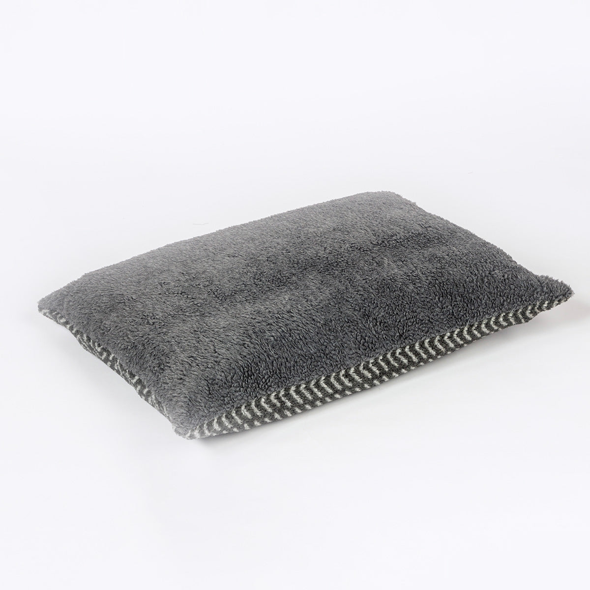 Danish Design Sherpa Fleece Charcoal Arrows Duvet Dog Bed showing the grey fleece side