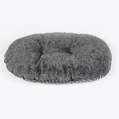Danish Design Sherpa Fleece Quilted Mattress Dog Bed in Charcoal Arrow Design showing the plain grey reverse fleece #Colour_Charcoal Arrows (Tonal Greys)