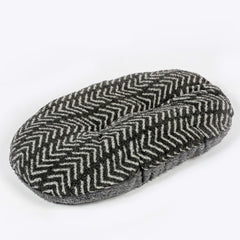 Danish Design Sherpa Fleece Quilted Mattress Dog Bed in Charcoal Arrow Design side view #Colour_Charcoal Arrows (Tonal Greys)