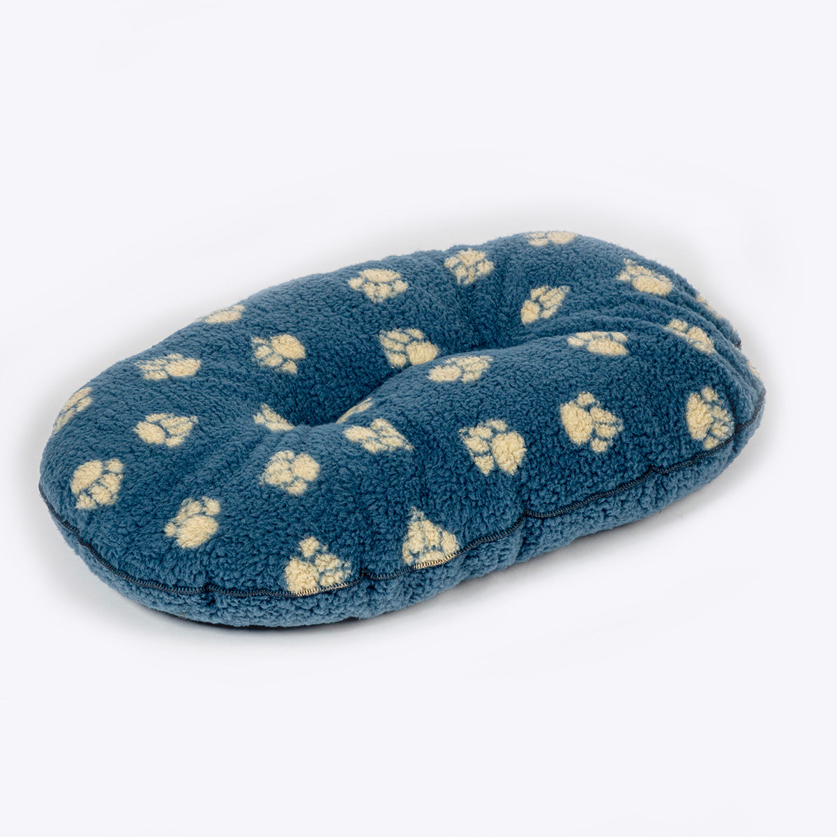 Danish Design Sherpa Fleece Quilted Mattress Dog Bed Harbour Paw  side view #Colour_Harbour Paws (Marine Blue)