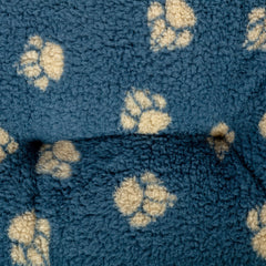 Danish Design Sherpa Fleece Quilted Mattress Dog Bed Harbour Paw Close Up of the fabric #Colour_Harbour Paws (Marine Blue)