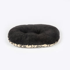 Danish Design Sherpa Fleece Quilted Mattress Dog Bed in Neutral Geometric design showing the plain fleece reverse side of the bed #Colour_Neutral Geometric (Berber Style)