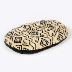 Danish Design Sherpa Fleece Quilted Mattress Dog Bed in Neutral Geometric design side view #Colour_Neutral Geometric (Berber Style)