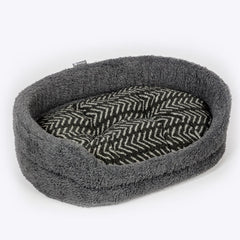 Danish Design Sherpa Feece Slumber Dog Bed Charcoal Arrows Side View