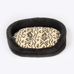 Danish Design Sherpa Feece Slumber Dog Bed Neural Geometrics in Black and Cream Sherpa Fleece
