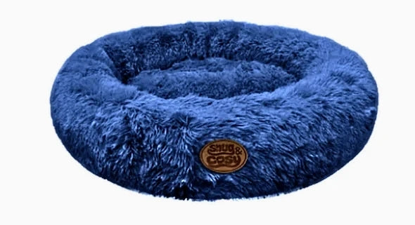Snug and Cosy Anti Anxiety Donut Dog Bed - Blue