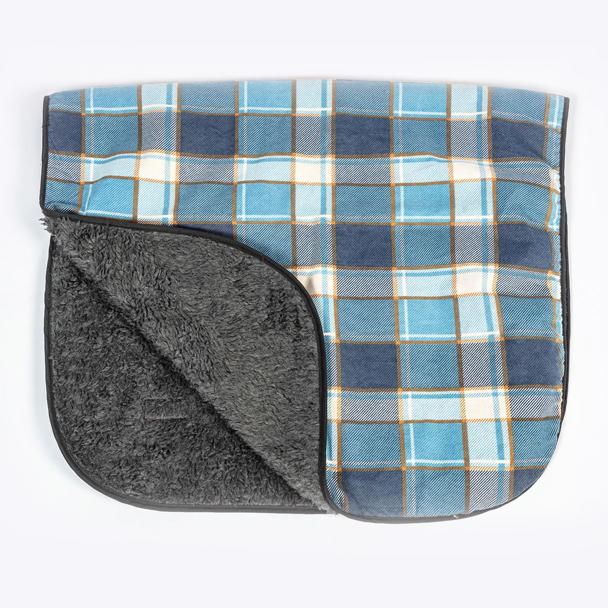 FatFace Fleece Check Blanket showing the reverse fleece side