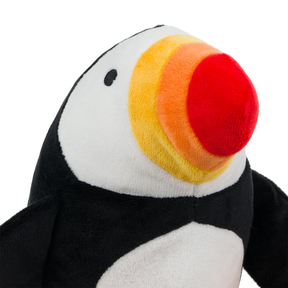 Close up view of the Petface Pana Puffin Plush Dog Toy