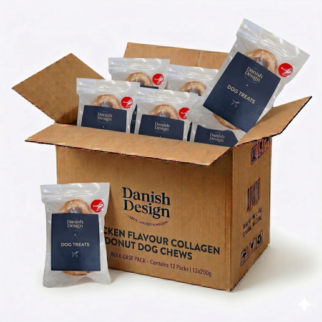 Danish Design Chicken Flavour Collagen Donut Dog Chews – 12 x 200g Bulk Pack