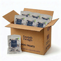 Box of Danish Design rabbit ears with hair dog treats