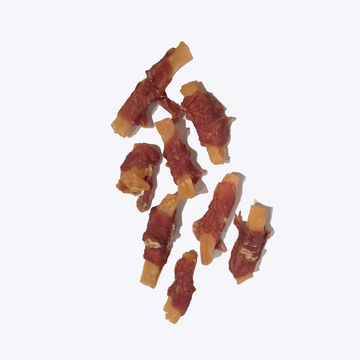 Danish Design Sweet Potato and Duck Dog Treats showing the actual treats which is a sweet potaoto stick wrapped in duck