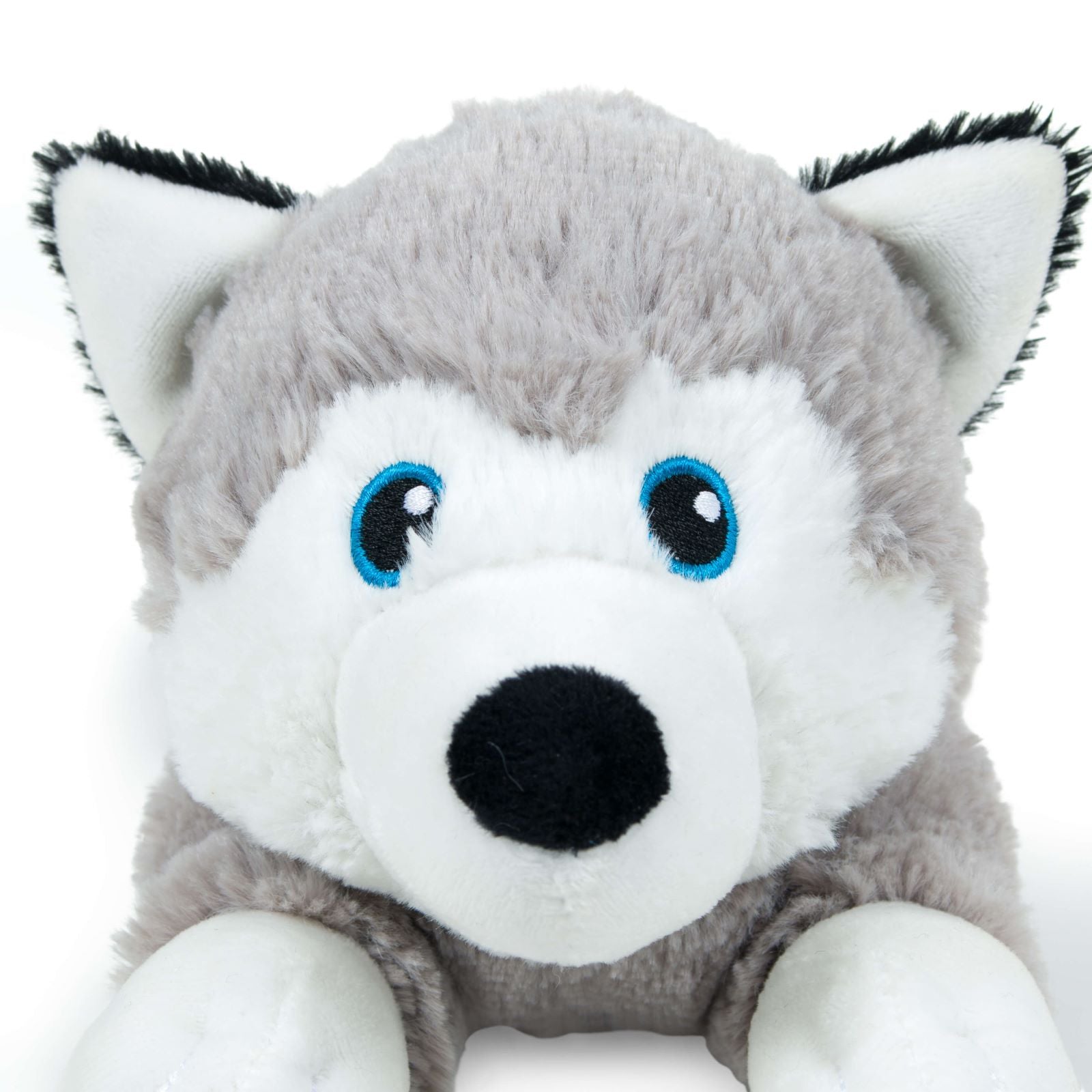 Petface Husky Dog Toy Close up of face showing beautiful blue eyes