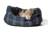 Danish Design Lumberjack Deluxe Slumber Dog Bed-Navy/Grey-Medium with Dog