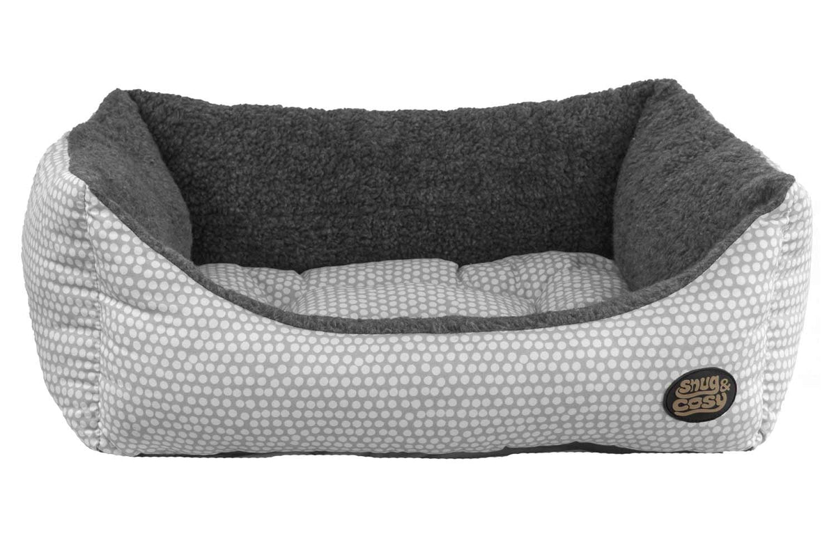 Snug and Cosy Grey Polka Dot Dog Bed