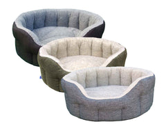 P&L Premium Oval Basket Weave & Sherpa Fleece Softee Dog Bed